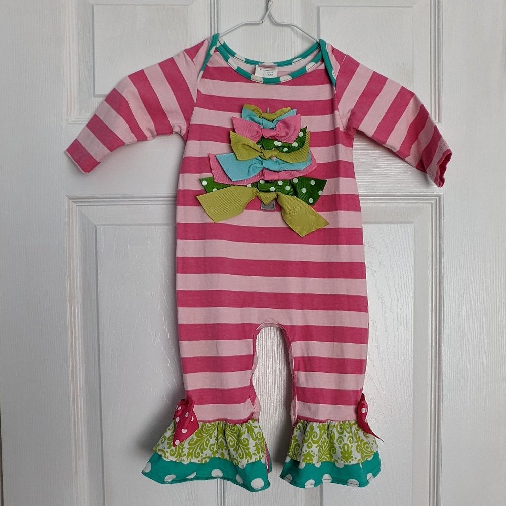 Ricrac & Ruffles Pastel Christmas Romper Size 18m